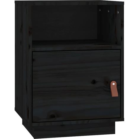Comodino con 2 scomparti e anta 40 x 34 x 55 cm in legno di pino nero DEC034421