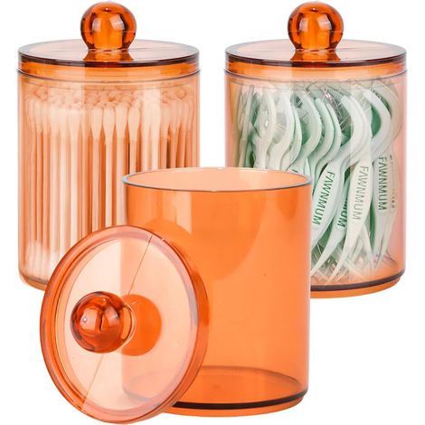3 Boite Coton Tige, Transparent Acrylique, Couvercle Anti Poussiere, Salle De Bain Chambre (1/5)