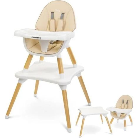 Caretero Tuva seggiolone evolutivo beige legno massello