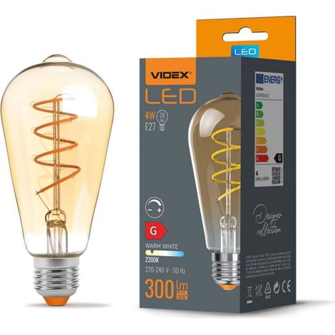 Ampoule décorative ambrée à intensité variable ST64 4W E27 blanc chaud 300 lm 2200K Videx