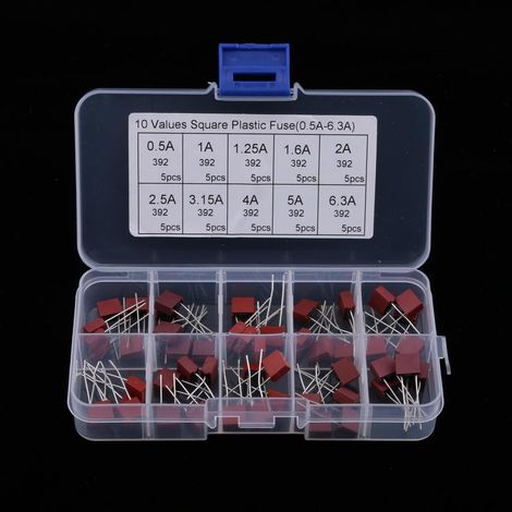 50pcs 0.5a-6.3amp 250v 392 style carré en plastique fusibles pour lcd tv power board (1/5)