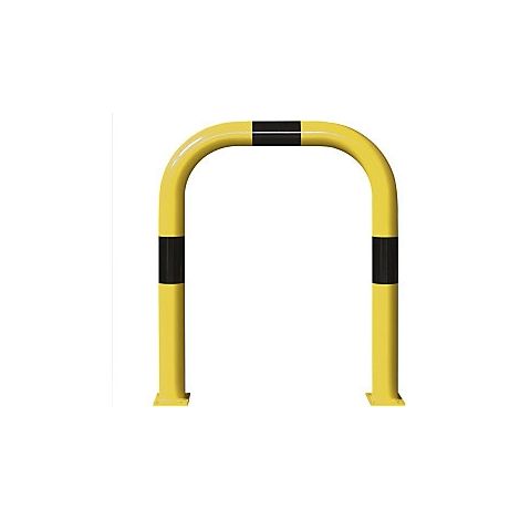 Rammschutz-Bügel XL, Rundrohr 108/3,6 mm, gebogen, BxH 1000x1200 mm, Innenbereich, gelb beschichtet, mit schwarzen Streifen, zum Aufdübeln (1/2)