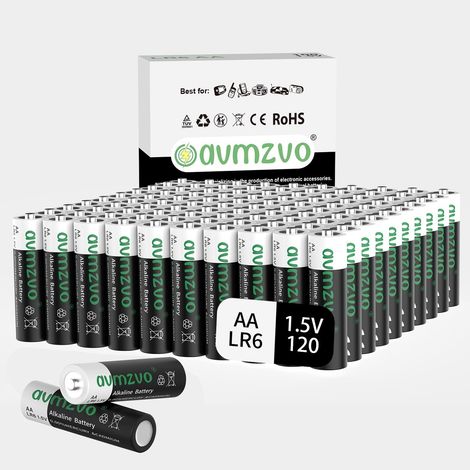 Piles AA Lot de 120, LR6 1,5 V alcalines, Puissance Durable, puissantes, Peuvent être utilisées pour Les Jouets, Les réveils et Autres appareils électroniques (1/5)