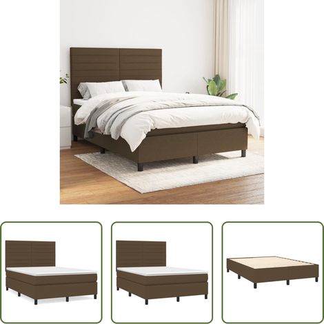 Matelas à ressorts ensachés - Sommier à lattes de lit avec matelas Marron foncé 140x190 cm (1/5)