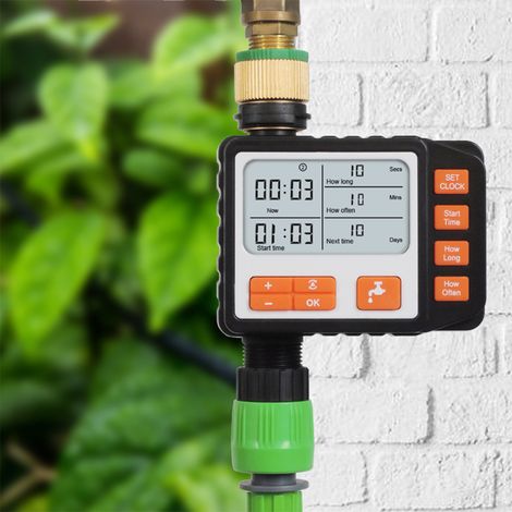 3 separate Programme, Bewässerungstimer, großes 3-Zoll-Display, IP65 wasserdicht, automatischer und manueller Modus, Schlauchsprenger, Einventil-Wasserhahn, digitale Gartenbewässerung