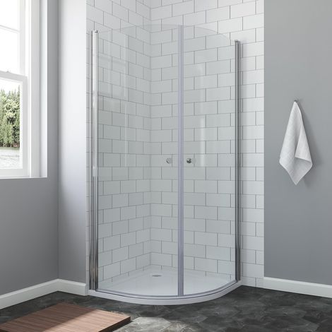 AQUABATOS Duschkabine, Viertelkreis Duschabtrennung, Duschtrennwand Glaswand mit Pendeltüren 2 Teilig aus 6 mm ESG Sicherheitsglas, Aluminiumprofile chrom 90 x 90 x 195 cm (1/5)