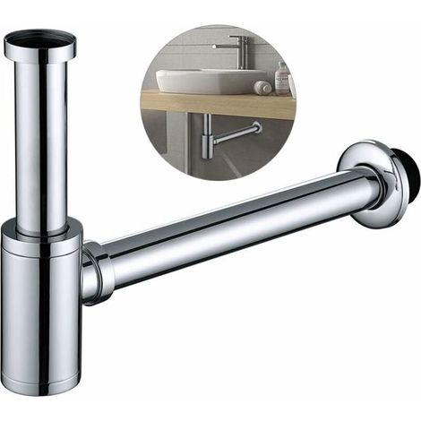 Siphon évier chromé en laiton SS304 – Anti-odeur avec vis de vidange – Longueur télescopique 80mm – Installation facile sous meuble (1/5)