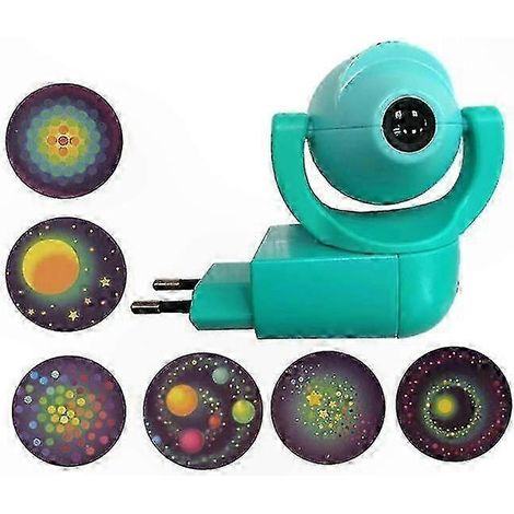 Veilleuse LED projecteur étoiles, lune et animaux avec 6 images et capteur, prise UE, idéale pour décorer la chambre d'enfant. (1/4)