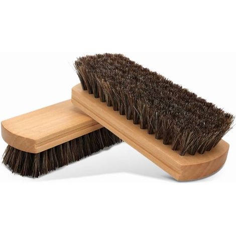 Cleaning brushes – horsehair shoe brushes, leather polishing brushes, cleaning brushes with wooden handles, suitable for shoes, car seats and leather (set of 2)--DTEKGAZ