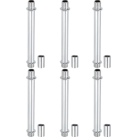 Droit Tube Lampe Tiges Tige Kit, M10 100mm l Tige avec Écrou, Argenté 6 Ensemble (1/5)