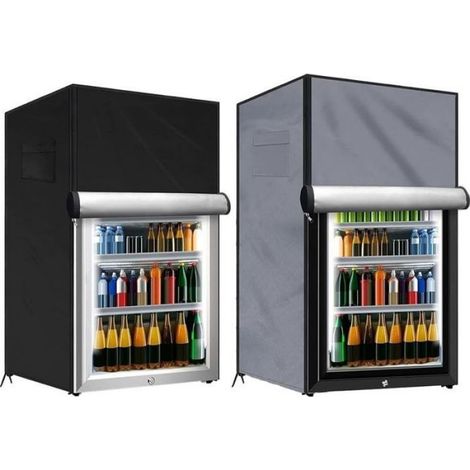 Housse réfrigérateur extérieur noir 56x58x86cm, en 210D imperméable robuste, pour congélateur vertical et réfrigérateur à boissons. (1/5)