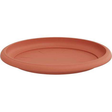 Juego de 24 bandejas redondas modernas para flores 14 x 2 cm fáciles de limpiar de plástico rojo ladrillo 020059348 (1/5)