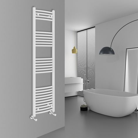 WarmeHaus Curved White Bathroom Ladder Radiator 1600x400mm (1/5)