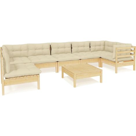 Maison Exclusive - Muebles de jardín 8 piezas cojines madera de p (1/5)