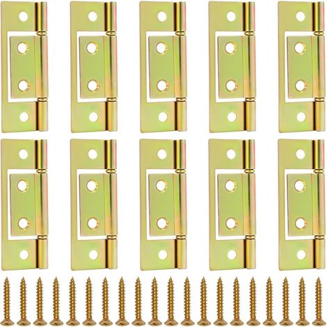 10pcs Charnière à Battant Double 7.6x3x0.7cm Charnières d'Armoire Non-Mortaises Détachables Quincaillerie de Meuble en Fer avec 40pcs Vis pour Porte, Fenêtre, Armoire, Placard (1/5)