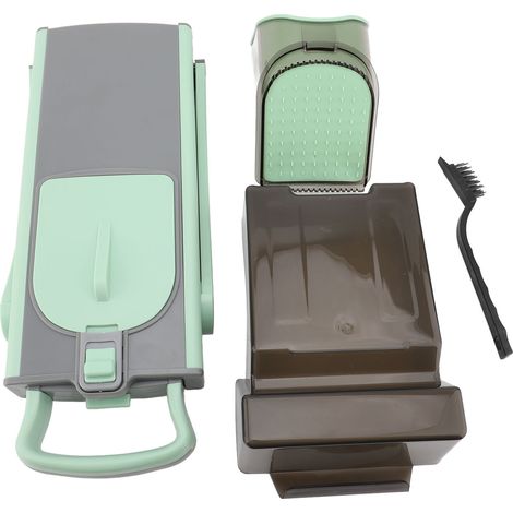 Tritatutto multifunzione, grattugia per verdure, strumento manuale per tritare e affettare, per uso domestico e professionale. Colore verde. (1/2)