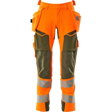 Mascot Warn-Stretchhose mit Hängetaschen 19031-711 Gr. 49 hi-vis orange/moosgrün (1/4)