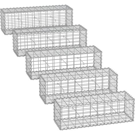 Songmics – Lot de 5 gabions pour pierre 100 x 30 x 30 cm – Acier galvanisé 4 mm – Maille 5 x 10 cm – Assemblage sans outil – Décoration de jardin (1/5)