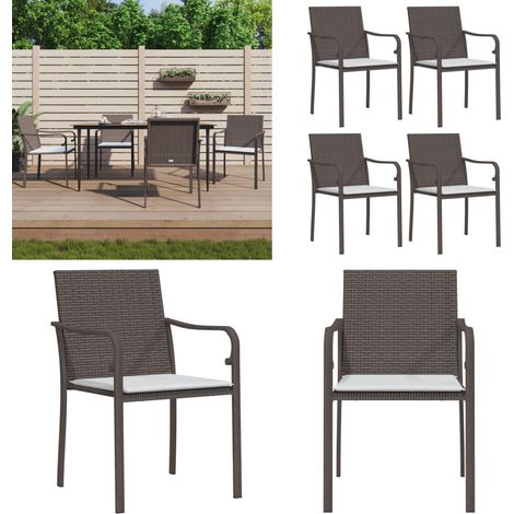 Gartenstühle mit Kissen 4 Stk. Braun 56x59x84 cm Poly Rattan - Gartenstuhl - Outdoor Möbel - Terrassentisch - Lounge Set - Gartenlounge - Home & Living (1/5)