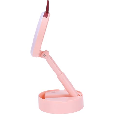 Lampe de bureau miroir de maquillage LED à motif dessin animé, très appréciée des enfants et des filles, lampe de bureau pliable et portable pour femmes, rose (1/5)