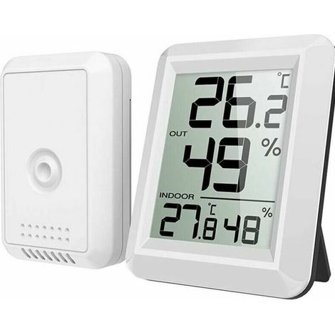 Thermomètre Intérieur et Extérieur, Thermomètre Connecté avec Capteur Extérieure sans Fil, Thermomètre Hygrometre Numérique avec Grand Ecran LCD (1/5)