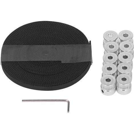 Kit poulies synchrones 20 dents en alliage d'aluminium et courroie crantée caoutchouc 6mm pour imprimante 3D CNC (1/5)