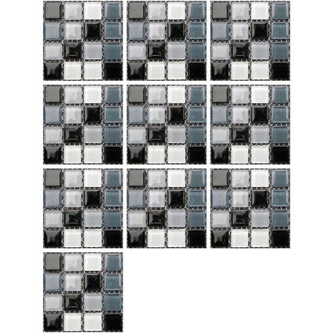 Papier peint adhésif mosaïque stickers carrelage 3D créatifs décoration effet carrelage film brillant adhésif pour sols et murs. (1/4)