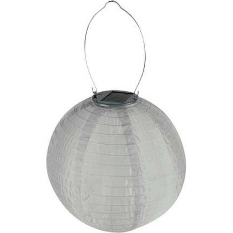 Perel Lanterne de jardin solaire, blanche, Ø 25 cm, pour des soirées atmosphériques (1/3)