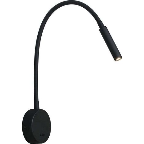 Schwarze Leselampe, 3W 3000K flexible Schwanenhals-LED-Lampe, 240V Wandmontage-Leseleuchte mit Schalter für Schlafzimmer, Wohnzimmer, Innenräume