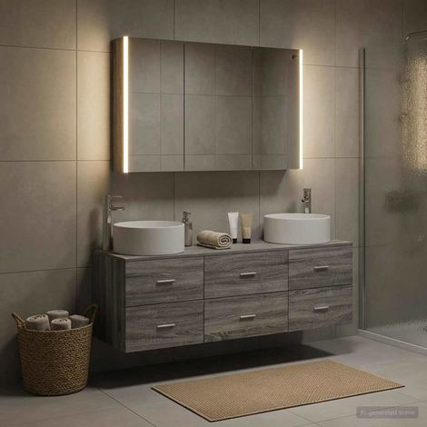 vidaXL Bathroom Furniture Set 4 pcs Grey Sonoma (1/5)