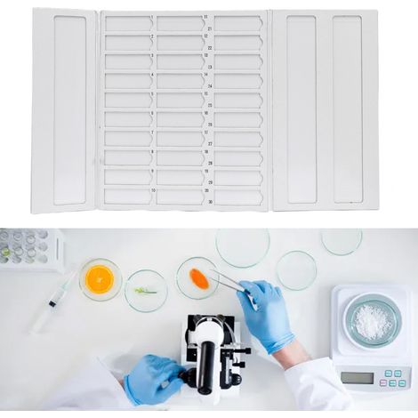 Plateau pliable en carton pour lames de microscope, capacité de 30 lames, pour laboratoire. (1/4)