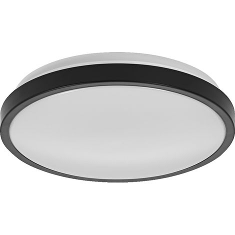LEDVANCE ORBIS DISC Badezimmer-Deckenleuchte 300mm, schwarz, 18W, 2200lm, warm- bis kaltweißes Weißlicht, per Lichtschalter steuerbar, besonders schlankes Design, IP44 Schutzklasse, 3000K-4000K (1/4)