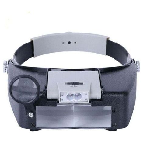 Bandeau Loupe Horloger Mains Libres Loupe avec Lumière Casque Loupe Grossissante avec LED Lumière, pour Horloger, Bijoutier, Lecture (1/3)
