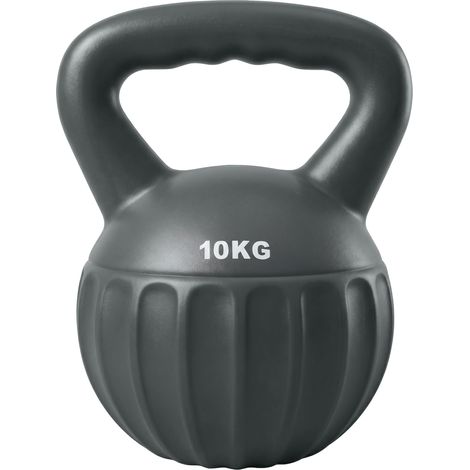 SPORTNOW Kettlebell with Non-Slip Handle for Home Gym Lifting 10 kg Grey