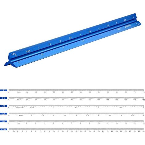 Règles Aluminium Echelle règle triangulaire échelle Triangle 1: 2.5, 1: 5, 1: 10, 1: 20, 1: 50, 1: 100 gravé au laser (1/2)