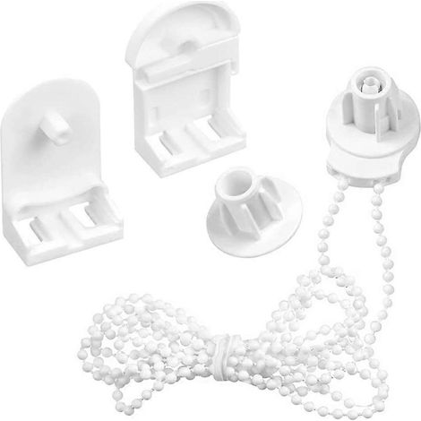 Kit de 10 fixations pour stores enrouleurs, supports de 25 mm avec chaînette à billes et enrouleur pour rideaux. (1/5)