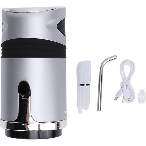 Pompe à bouteille d'eau automatique, batterie 1200mAh, chargement USB, avec verrouillage enfant, distributeur électrique de boissons pour la maison, le dortoir, le bureau, argent (1/5)
