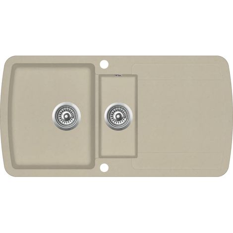 Lavello cucina doppio lavabo 96 x 50 cm granito beige 020002339
