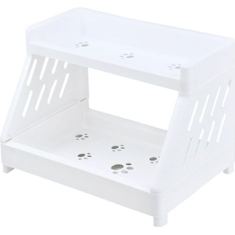 Étagère de rangement en plastique à 2 niveaux pour cosmétiques et autr (1/5)