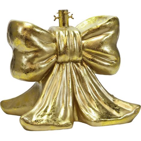 Fiocco Oro Base Albero di Natale 52x39x45cm per Alberi Finti fino a 240 Verde o Innevato GRANDE SUPPORTO in Poliresina Tubolare e Viti Piedistallo Decorativo allestimento ELEGANTE natalizio (1/5)