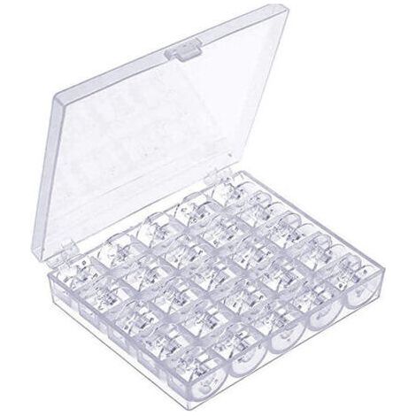 Bobines de machine, bobines en plastique pour machine à coudre Bobines transparentes universs avec étui à canette Accessoires pour machine à coudre (25 PCS, Transparent) (1/4)