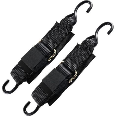 Pour Sangles de Sécurité à Cliquet,Lot de 2 Sangles Renforcées - de Sécurisation à Cliquet 1,2 m avec Crochet en S pour Bateau Remorque Camion Kayak Camping (1/5)