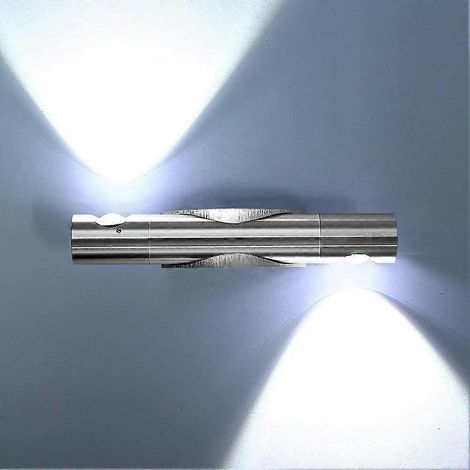 Moderne 2-LED-Wandleuchte (6 W) für den Innenbereich, 360° verstellbar (nach oben/unten), aus Aluminium, für Schlafzimmer, Wohnzimmer, Büro, Treppenhaus.
