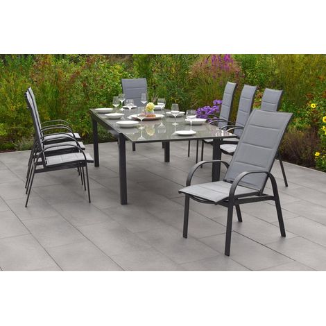 Marini Set 9tlg 8 Sessel Semi Tisch 180(250)x100cm