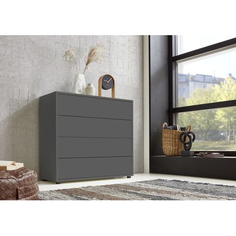 BMG Möbel Kommode Mailand 3 (Schubladenkommode Sideboard Kommode Anrichte, in anthrazit), Push-to-open-Funktion