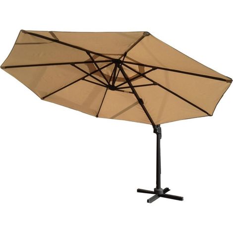 Signature Weave 3.5m Round Roma Cantilever Parasol Sun Shade Umbrella Beige