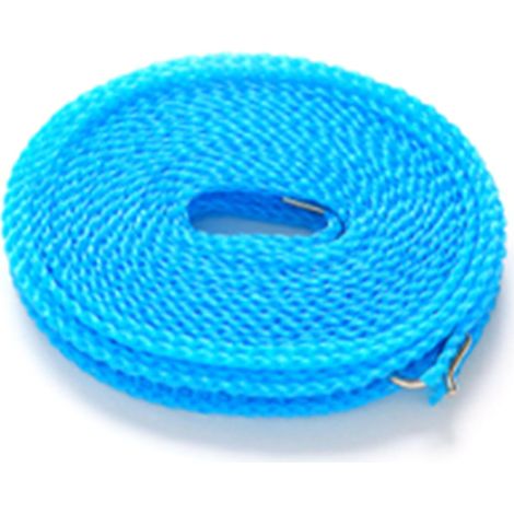Corde à linge de 8 mètres en nylon résistant au vent et à charge soutenue, installation sans perçage, pour intérieur et extérieur, bleu (1/5)