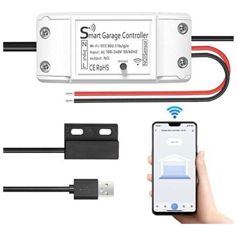 WiFi Smart Garagentoröffner, Maxcio WiFi Smart Garagentorschalter, kompatibel mit Google Home, ferngesteuert, Timerfunktion und Freigabe per kostenloser App