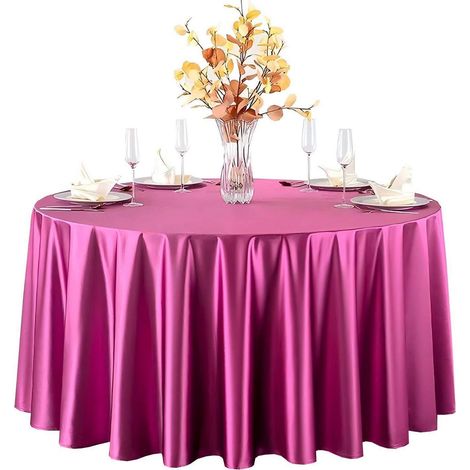 Nappe ronde en satin 220 cm violet foncé, brillante et élégante