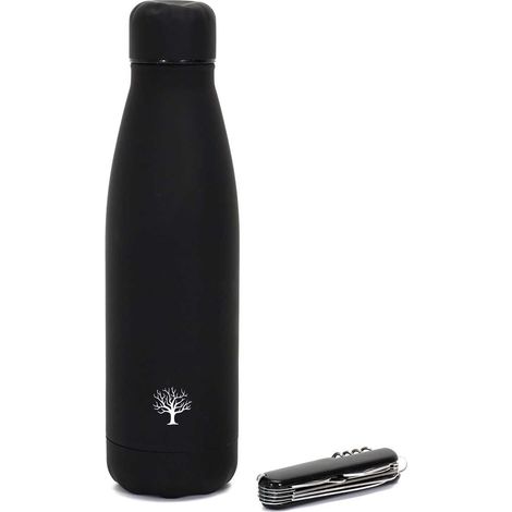 Bouteille Isotherme 50cl Noir Mat + Couteau Multifonction (1/5)